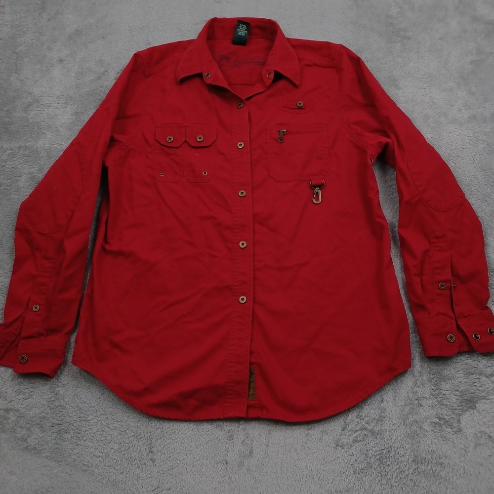 Lauren Ralph Lauren Top womens Medium Red Snap Button Pockets Y2K